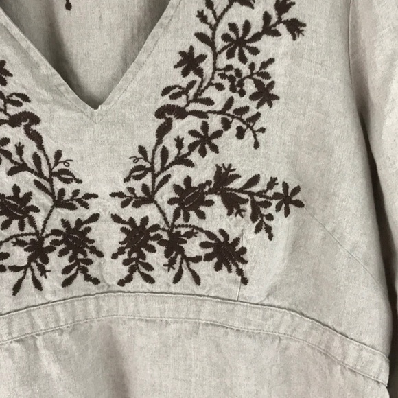 Carole Little linen embroidered blouse Sz XL - Picture 5 of 8